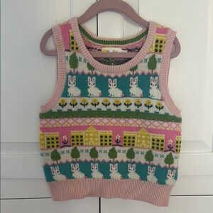 Girls Mini Boden Bunny Sweater Vest